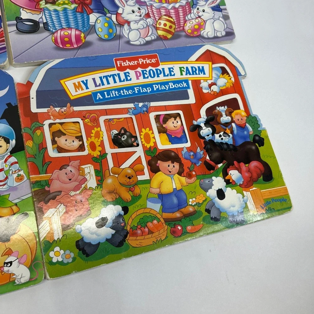 Fisher-Price Little People Lift-the-Flap Board Books Set of 4 Halloween Easter